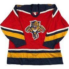 CCM Florida Panthers NHL Ice Hockey Jersey Men's XL Vintage Red Yellow Blue