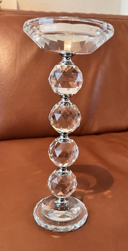 Crystal glass pillar candle - crystal,