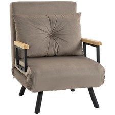 Sleeper Chair Single Sofa with Bed Function, Recliner Chair with Back Cushion Tan