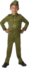 Childrens WW2 Soldier Boy Costume Army Military Uniform History Kids Fancy Dress