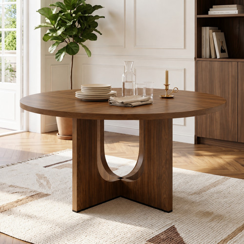Round dining table 120cm wood - round,