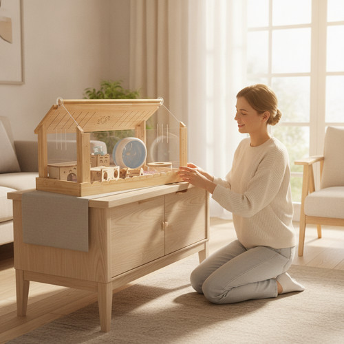 Large wooden hamster cage - hamster,