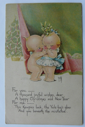 Kewpie doll christmas postcard - doll,