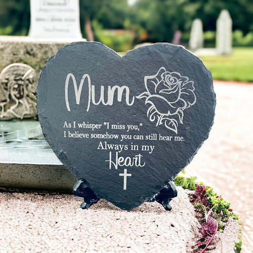 Memorial plaque slate heart - memorial,