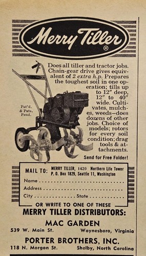 1962 merry tiller porter bros - 1962,