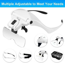 Magnifying Glasses with Light, Hands Free Headband Magnifier with 2 LED and 5 De
