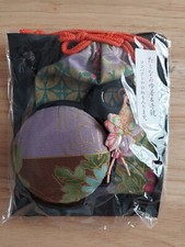 Chinese Traditional Silk Pin Cushion with Bag and a Flower Motif - New Sealed