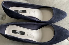 M&S Navy Blue Suede Court