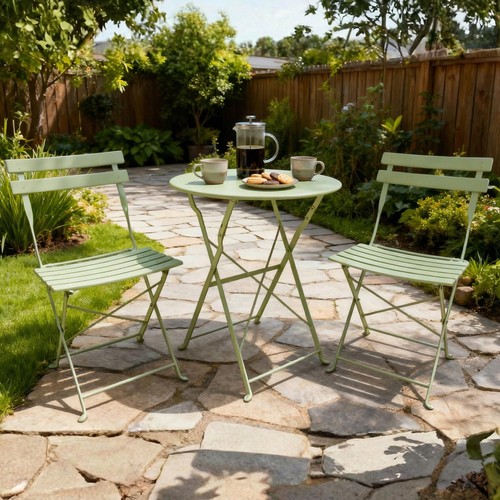 Sage green bistro set metal - sage,