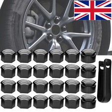 x24 Wheel Tires Lug Nut Bolt Center Cap Cover With Tool For 17MM Universal Black