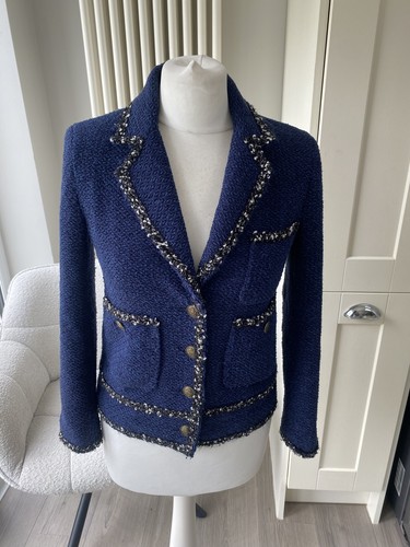 Zara navy blue boucle textured - zara,