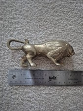 Vintage! 5.5" long solid Brass Lion Figurine