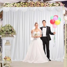 3M X 3M White Stage Wedding Party Backdrop Photography Background Curtains