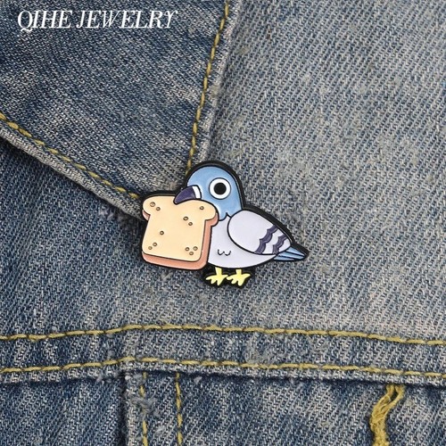 Cute pigeon holding toast - holding,