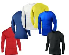 Mens Compression Armour Base Layer Top Long Sleeve Thermal Sports Shirt Black