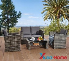 4Seater Rattan Garden Furniture Sofa Outdoor Set 2-chair Indoor Balcony Backyard