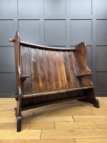 Arts crafts elm settle bench - &,