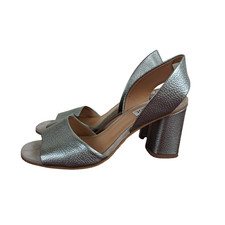 Habbot Vero Cuoio Heels Womens Size 7.5 Metallic Silver Slingback Sandals Italy