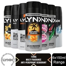 Lynx 72H Anti-Perspirant Deodorant Gold, Black or Jungle Fresh 150ml, 6 Pack