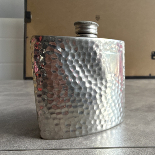 Hammered pewter hip flask - hammered,
