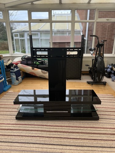 Stand black glass shelving - tv,