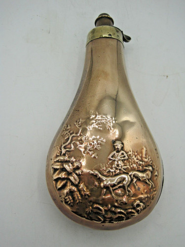 Antique powder flask copper - powder,