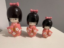 3 Wooden Japanese Kokeshi
