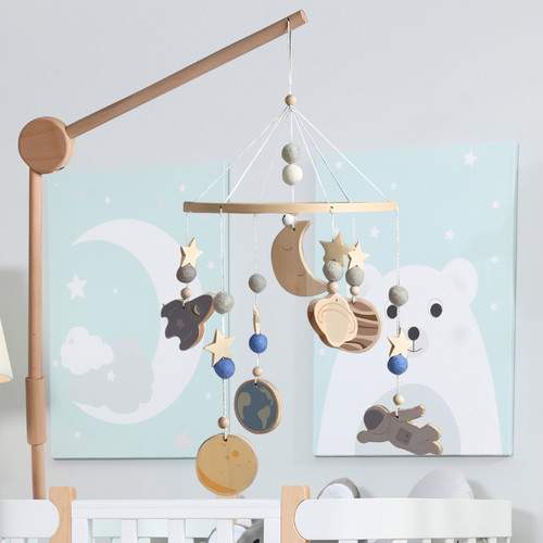 Wooden galaxy baby mobile - wooden,