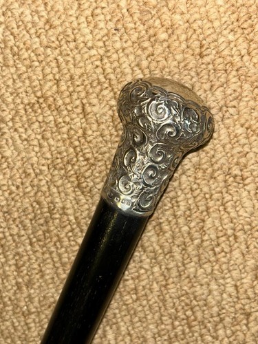 Antique ebonised walking - ebonised, stick