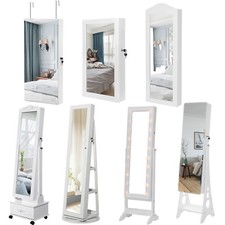 Mirrored Jewellery Cabinet Dresser Makeup Storage Organiser Lockable Jewelry