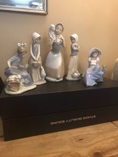 Nao Lladro Figure Bundle Girl Lady Dog Chicken Puppy Sheep Lamb Figurines 