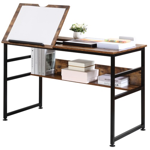 Homcom tiltable drafting table - tiltable,