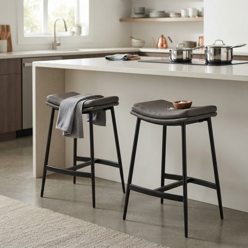 Curved grey bar stools - grey, set