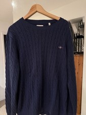 GANT Blue Cable-Knit Crewneck