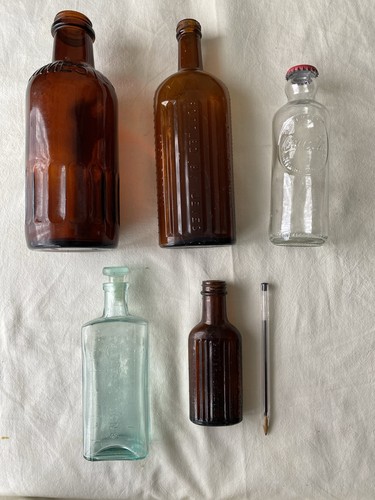 Five vintage bottles - five,