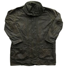 80's Barbour Border Wax Jacket Size 42 Mens Green Cotton 2 Crest Made In England