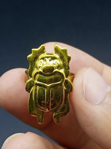Vintage egyptian brass scarab - vintage,