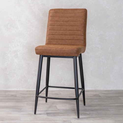 Tan bar stool - stool, leather