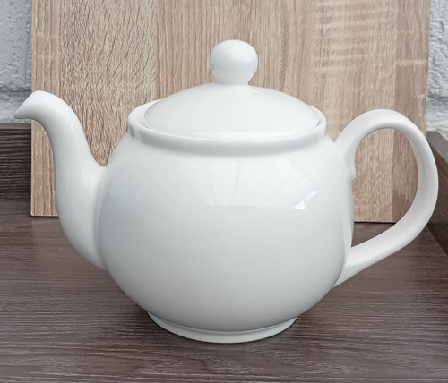 Large white glossy teapot - large,