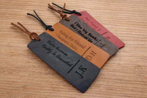 Personalised leather bookmark - personalised,