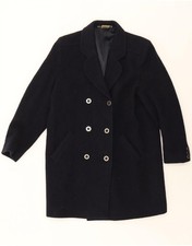 ALEXON Womens Double Breasted Coat UK 16 Large Navy Blue Wool SI11