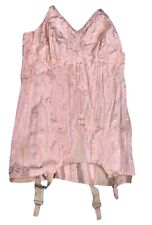 Vtg Lady-Lyke OB  Open Bottom Corset Girdle Brocade 36 CORSELETTE 4 Garters Pink