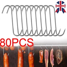 40X Stainless Steel S Hooks with Sharp Tip Meat Hanging Hooks for Butcher Shop W