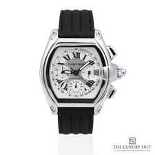 Cartier Roadster XL Chronograph 2618, With Box Stainless Steel White & Silver...