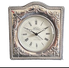 Rare larger Hallmarked Sterling Silver Clock made by Robert Carr of Sheffield