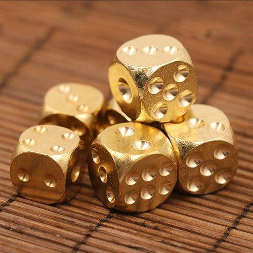 Brass dice solid polished - brass,