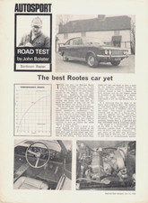 Sunbeam Rapier 1725cc Fastback Road Test 1968 UK Market Single Sheet Brochure 