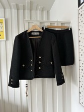 ZARA Tweed Boucle Black Crop