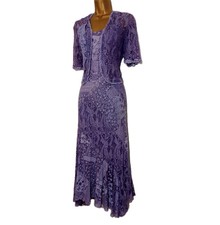 Ann Balon mother of bride outfit size M 12 14 wedding purple lace dress Italy 