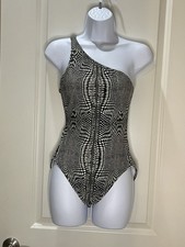 Norma Kamali Mio One Shoulder One Piece Snake Print Swimsuit Size Medium